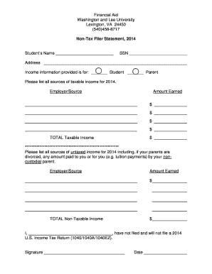 Non-Tax Filer Statement