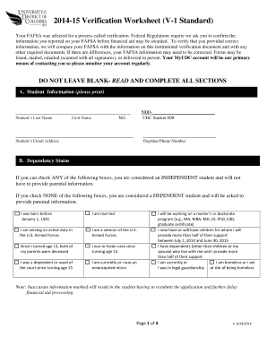 2014-15 Verification Worksheet