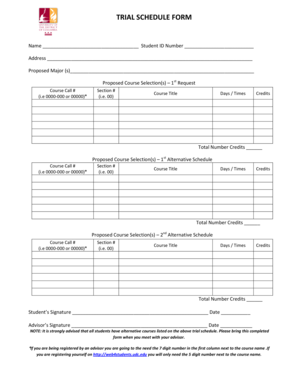 Trial Schedule Form