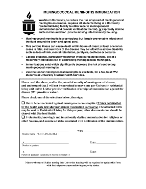 Meningococcal Meningitis Immunization Form