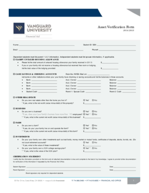 Asset Verification Form