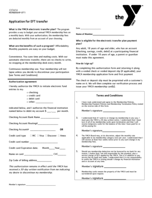 YMCA Membership EFT Authorization Form