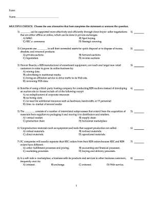 Business to Business E-Commerce Exam