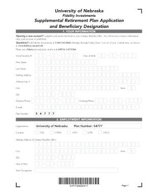 University of Nebraska Supplemental Retirement Plan Application