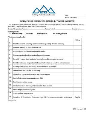 Teacher Candidate Evaluation of Cooperating Teacher