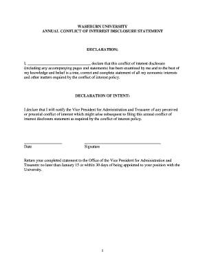 Washburn University Conflict of Interest Disclosure