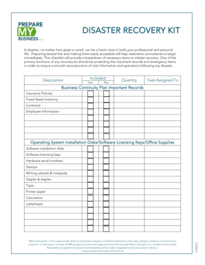 Disaster Recovery Kit Checklist