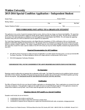 2015-2016 Special Condition Application