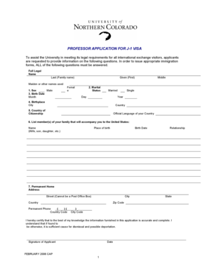 Professor Application for J-1 Visa