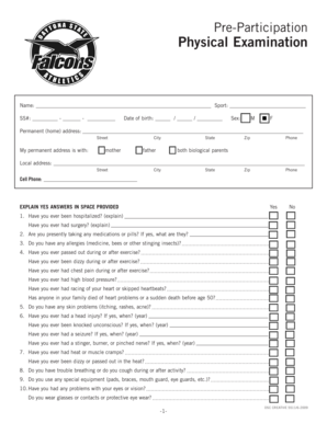 Pre-Participation Physical Examination Form