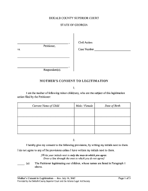 Mother's Consent to Legitimation