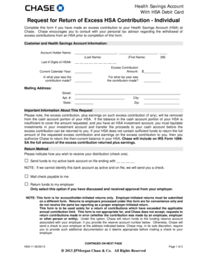 Request for Return of Excess HSA Contribution