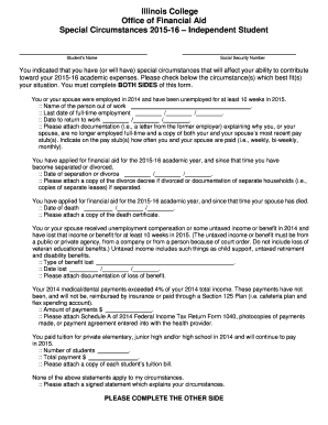 Illinois College Special Circumstances Form 2015-16