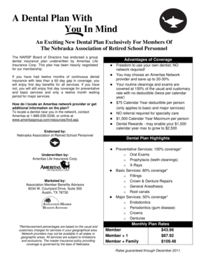 NARSP Group Dental and Vision Insurance Enrollment Form