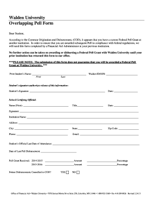 Overlapping Pell Grant Form
