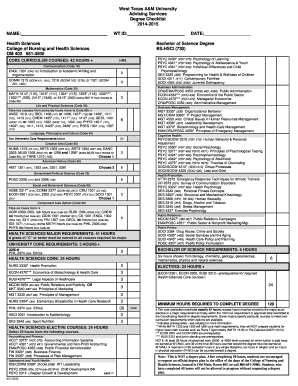 West Texas A&M University Degree Checklist