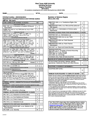 West Texas A&M University Degree Checklist