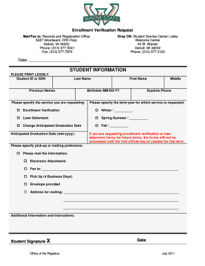 Enrollment Verification Request Form