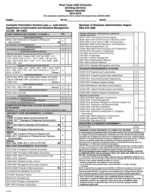 West Texas A&M University Degree Checklist