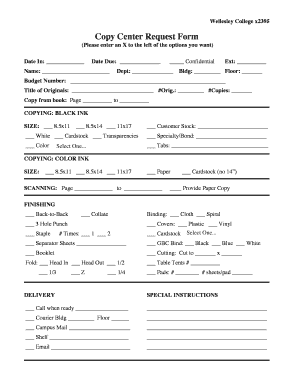 Wellesley College Copy Center Request Form