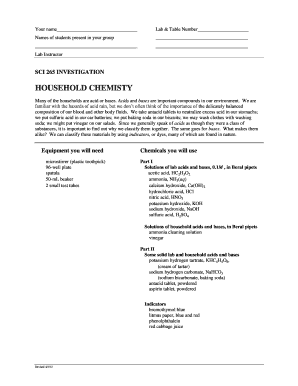 Household Chemistry Lab Report