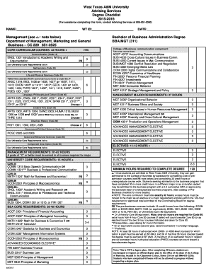 West Texas A&M University Degree Checklist
