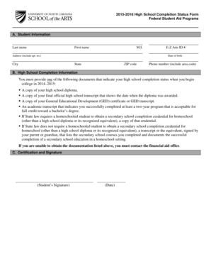 2015-2016 High School Completion Status Form