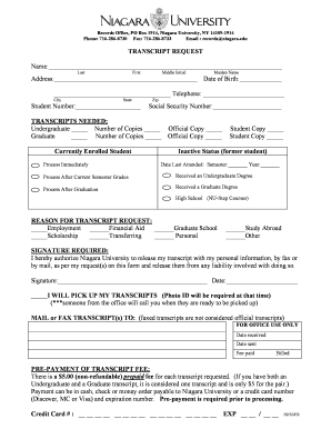 Transcript Request Form