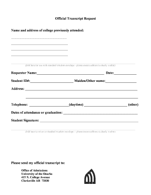 Official Transcript Request Form