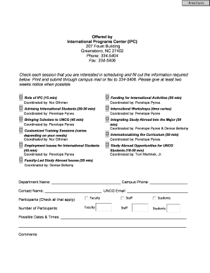 International Programs Session Request Form