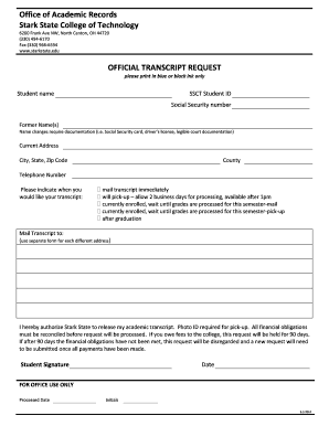 Official Transcript Request Form