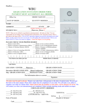 Graduation Invitation Order Form