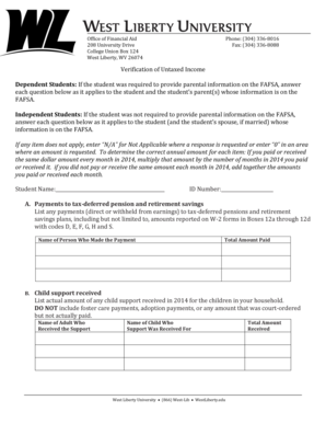 Verification of Untaxed Income Form