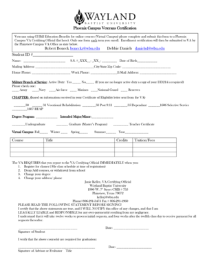 Veterans GI Bill Certification Form