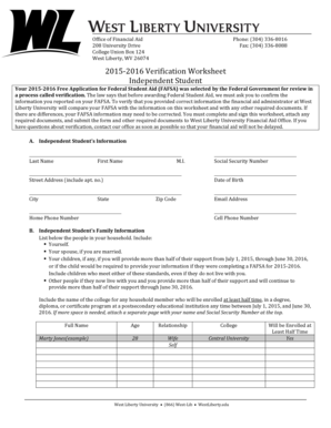 2015-2016 Verification Worksheet