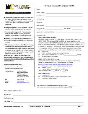 Official Transcript Request Form