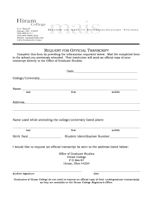 Request for Official Transcript