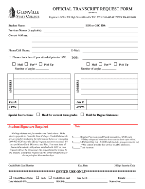 Official Transcript Request Form