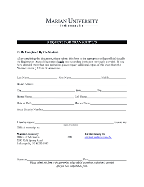 Request for Transcript Form