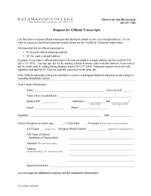 Request for Official Transcripts