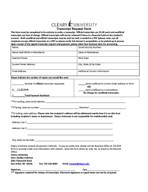 Transcript Request Form