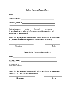 College Transcript Request Form