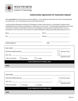 Authorization Agreement for Automatic Deposit
