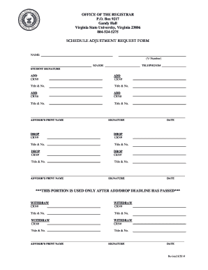 Schedule Adjustment Request Form