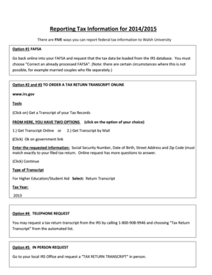 IRS Tax Return Transcript Request