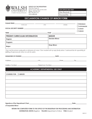 Declaration/Change of Minor Form