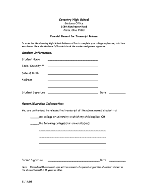 Parental Consent for Transcript Release