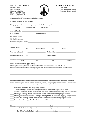 Marietta College Transcript Request Form