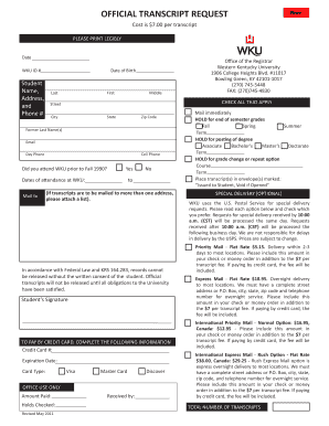 Official Transcript Request Form