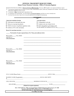 Official Transcript Request Form